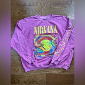 Urban Outfitters Pink Nirvana Smiley Crewneck